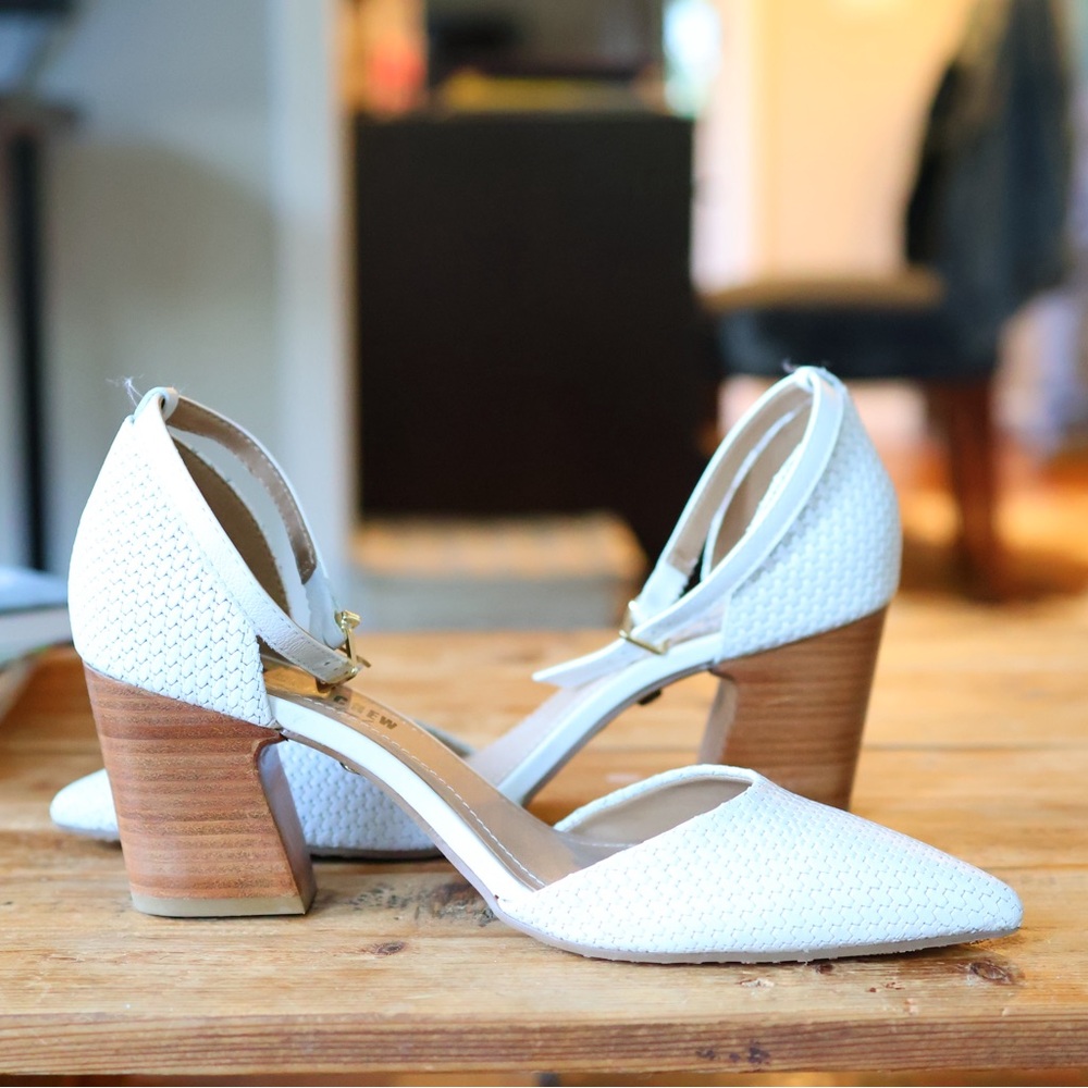 Chelsea Crew White Textured Heels